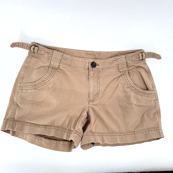 Athleta Pants - Athleta Organic Cotton Casual Khaki Shorts Side Tabs Casual Summer Size 4 Tan